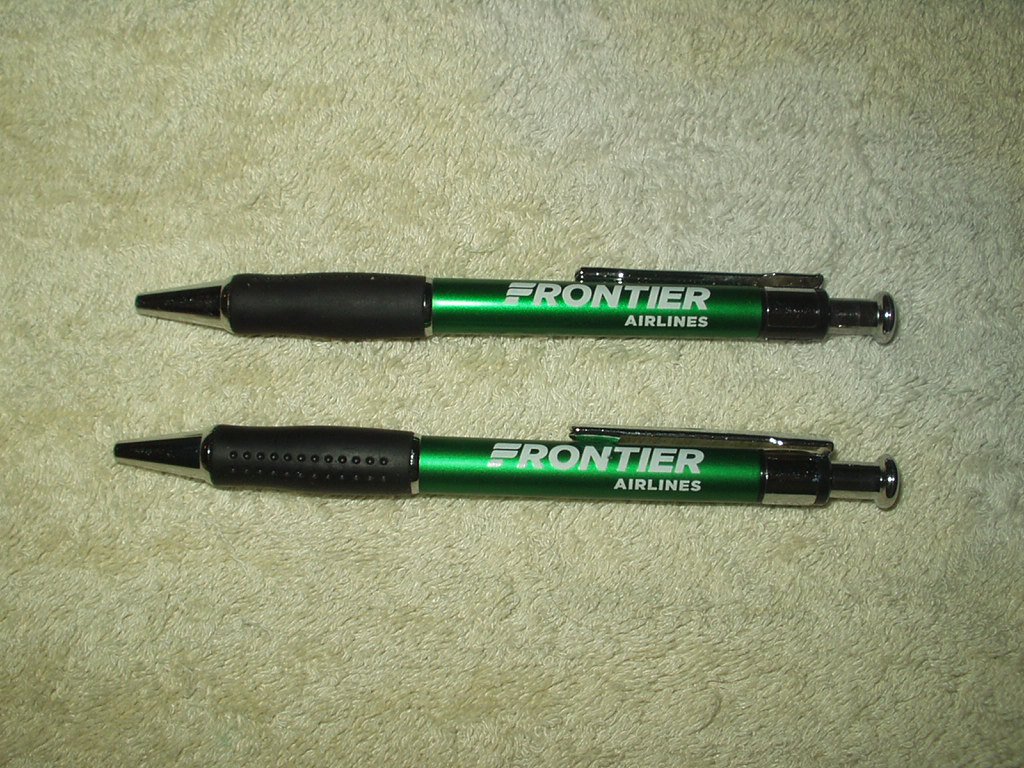 FRONTIER AIRLINES GREEN PENS LOT OF 2 WORKING CONDITION