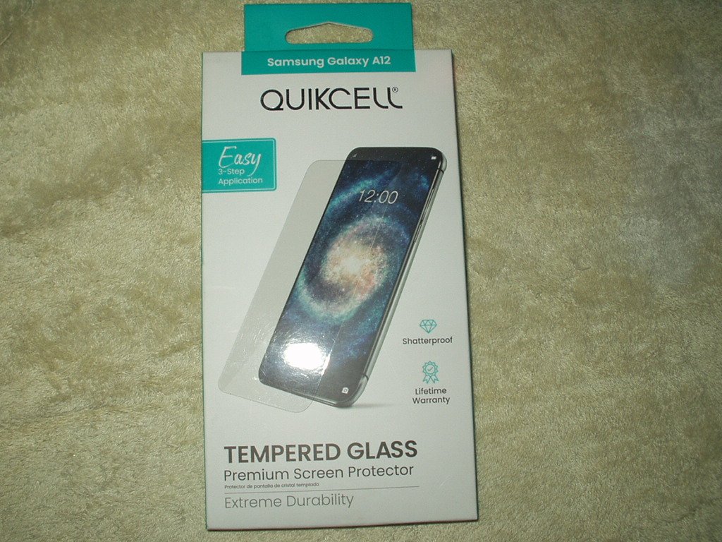 quikcell samsung galaxy A12 screen protector tempered glass shatterproof