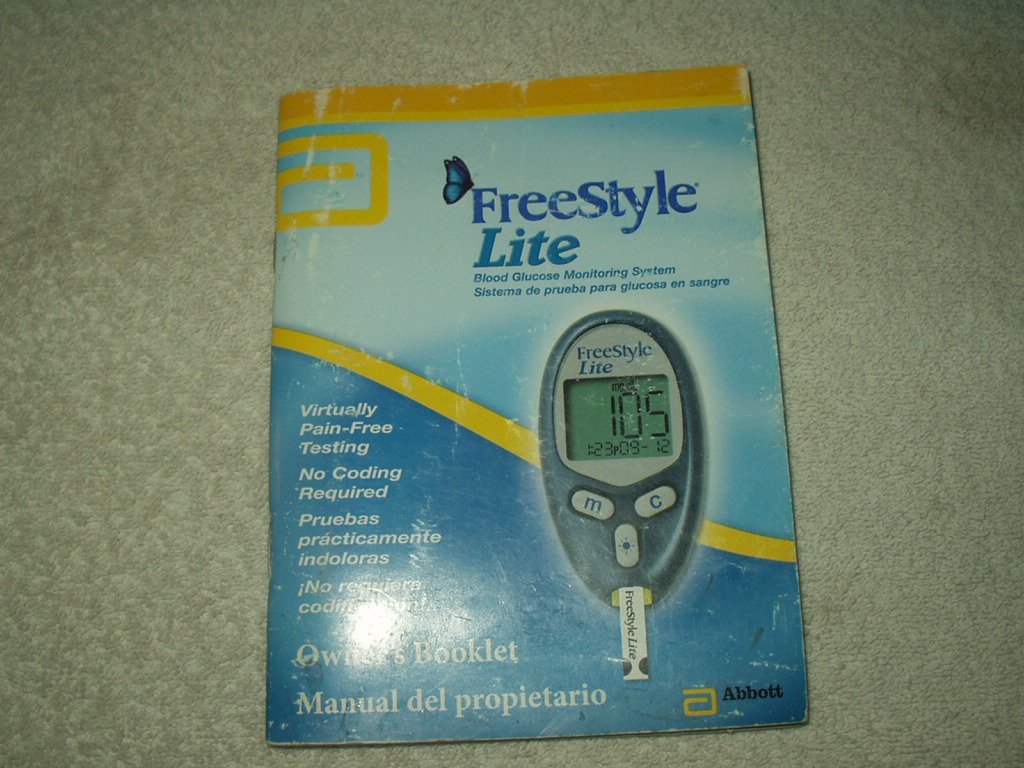abbott freestyle lite glucose meter monitor "manual" only in english & spanish
