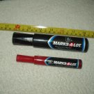 vtg marks-a-lot  permanent markers jumbo black & standard red lot of 2 each