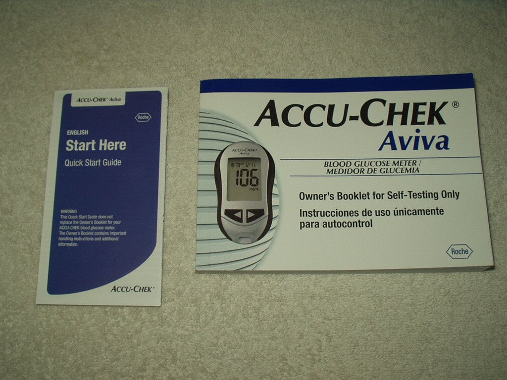 accu-chek aviva original glucose meter monitor "manual" only in english & spanish