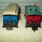 dickensville red caboose & blue passenger train car lot of 2 total