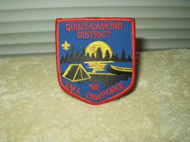 vintage boy scouts patch iron on 1992 fall camporee quinsigamond district