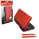 3DS - Case - Aluminum Armor Case & Dual Stylus Set - Fire Red (KMD)