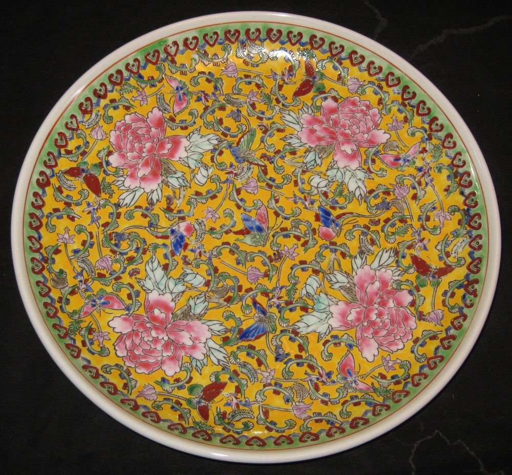 ANTIQUE CHINESE FAMILLE ROSE PORCELAIN CHARGER PLATE,19TH C., QIANLONG ...