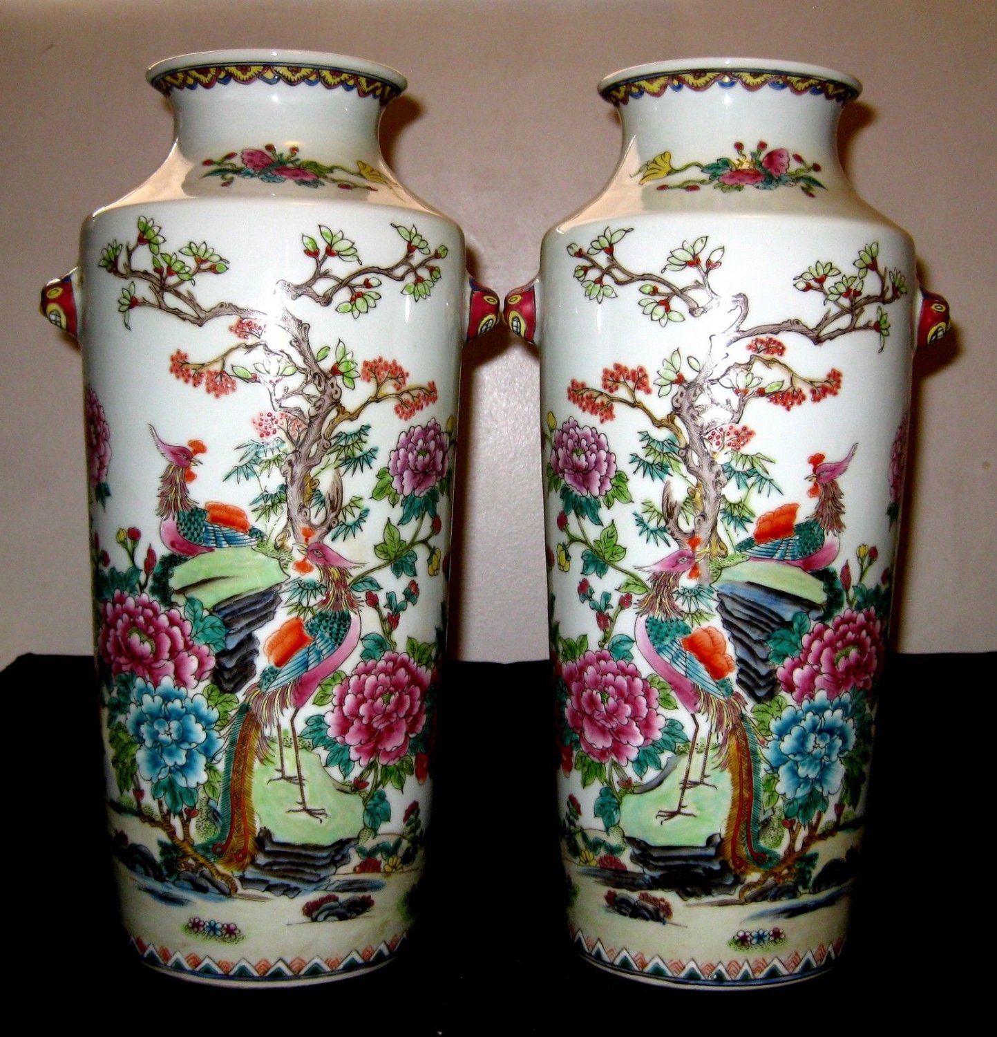 A Pair Of Rare Phoenix,Chinese Antique Vases.Qing Period, XianFeng Mark