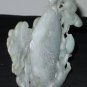 Old Natural Green A Grade Jadeite Jade Fishing Lotus Statue