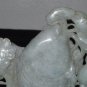 Old Natural Green A Grade Jadeite Jade Fishing Lotus Statue