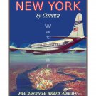 Pan Am New York Vintage Airline Travel Poster [6 sizes, matte+glossy available]