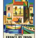 Discover France by Train - 11x17 inch Vintage Rail Travel Poster