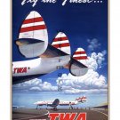 TWA Fly the Finest - Vintage Airline Travel Poster [6 sizes, matte+glossy avail]