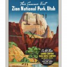 Zion National Park Utah  - 11x14 inch Vintage Travel Poster