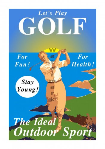 Let's Play Golf! Vintage Style Golf Poster/Print [6 sizes, matte+glossy avail]
