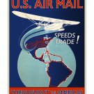 US Airmail Speeds Trade - Vintage Poster [4 sizes, matte+glossy avail]