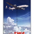 TWA Across US & Overseas Airline Travel Poster [6 sizes matte+glosy avail]