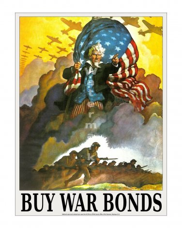 Angry Uncle Sam War Bonds US WWII Propaganda Poster [4 sizes matte+glossy avail]
