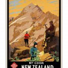 New Zealand - Mt. Cook - Vintage Travel Poster [4 sizes, matte+glossy avail]