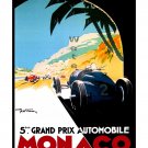 1933 Monaco Grand Prix Vintage Racing Poster [6 sizes, matte+glossy avail]
