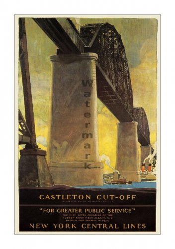 NY Central RR - Castleton Cutoff - Travel Poster [6 sizes, matte+glossy avail]