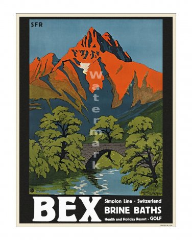 Bex Brine Baths - Vintage Swiss Travel Poster [4 sizes, matte+glossy avail]