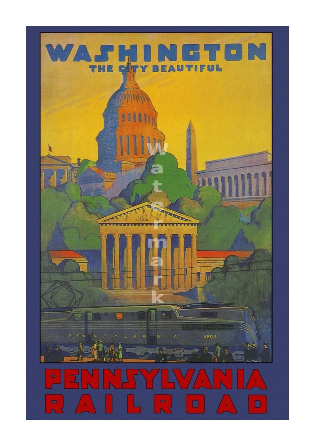 Pennsylvania Railroad Washington DC Travel Poster [6 sizes matte+glossy ...