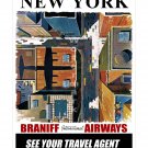 Braniff New York - Vintage Airline Travel Poster [4 sizes, matte+glossy avail]