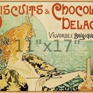 Biscuits & Chocalat Delacre 11x17 Vintage 19th Cent. Belgian Art Nouveau Poster