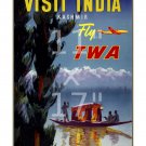 TWA "India #2" - 11x17 inch Vintage Airline Travel Poster