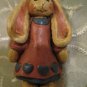 Vintage Handcarfted Wood Dressed Rabbit Brooch / Hand Carved Hand Painted