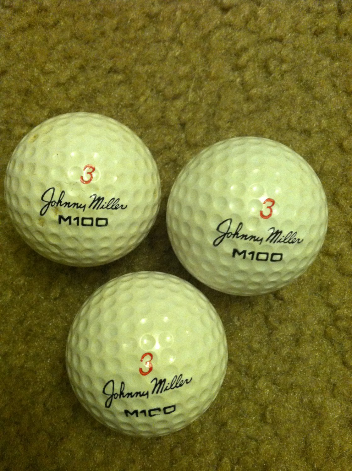 1972 JOHNNY MILLER M100 3 SIGNATURE LOGO Golf Balls