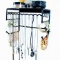 10" Wall Mounted Jewellery Organiser Shelf for Earrings, Bracelets, Necklaces-Black