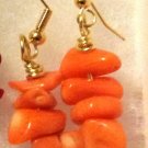 Five tiered Orange /Salmon Coral nuggets Earrings