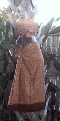 Sarong 2 - Piece Brown Tiny Flowers W/ Border ~ On Sale