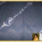 Navy Sarong / Beach Cover Up - 100% Georgette - Petite Size - Embroidery Design