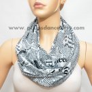Black & White infinity scarf with newspaper print