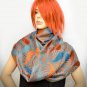 Pashmina Infinity scarf - Orange Blue Paisley scarf