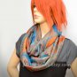 Pashmina Infinity scarf - Orange Blue Paisley scarf