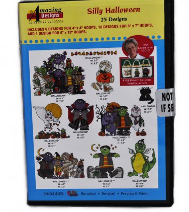 Amazing Designs Silly Halloween 25 Designs CD ROM, ADL-9