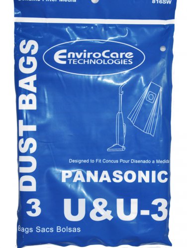 Designed To Fit Panasonic U & U-3 Upright Vacuum Bags, 3 Pack