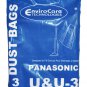 Designed To Fit Panasonic U & U-3 Upright Vacuum Bags, 3 Pack