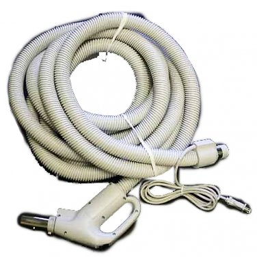 Central Vac Hose Assy 30ft Dual Switching Crushproof Electric Gas Pump-Grey