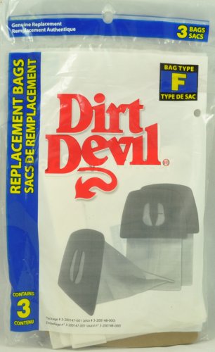 Dirt Devil Can Vac Type F Vacuum Cleaner Bags, 3 pack, RO-200147