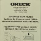 Oreck Canister Vacuum Cleaner Hepa Filter, O-HF1000