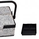 Suzy's Hobby Baskets Small Square Black and White Floral SB012 Suzy's Hobby Baskets Small Square Black and White Floral SB012