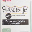 STABALIZE IT EMBROIDERY STABALIZER.  PERMANENT TOPPING LIGHT GREEN ADS-PT04
