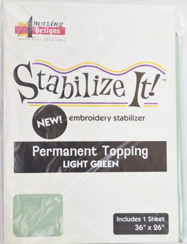 STABALIZE IT EMBROIDERY STABALIZER.  PERMANENT TOPPING LIGHT GREEN ADS-PT04