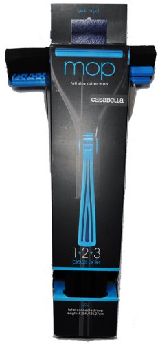 Casabell Grab 'n Go 1+2+3 Piece Pole Full Size Roller Mop Black/Neon Blue