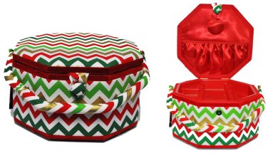Suzy's Hobby Baskets Large Christmas Chevron Sewing Basket SB013