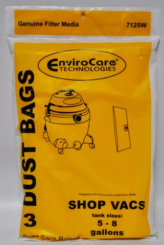 Envirocare Wet Dry Vac Bags Fits 5, 6, 7, 9 Gallon Machines