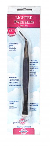 LED Lighted Tweezers Bent Tip